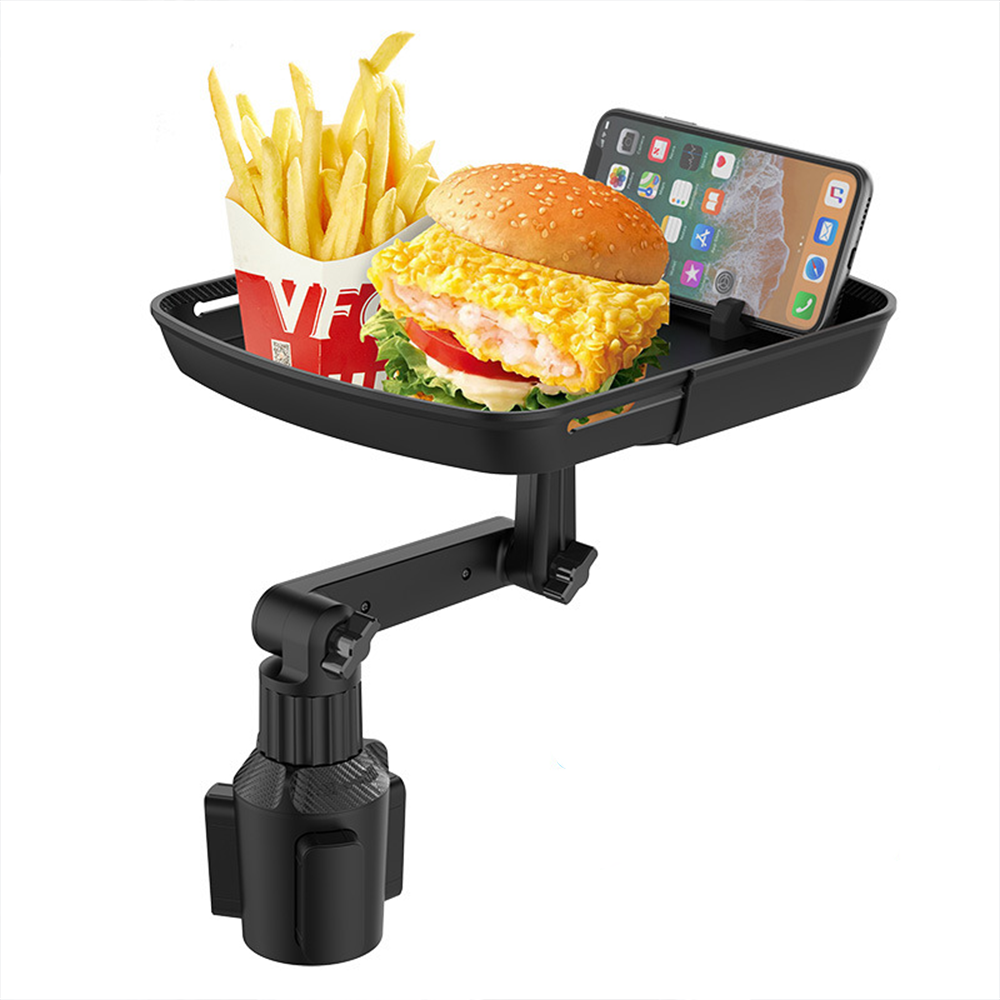 360º Rotation Adjustable Cup Holder Tray Table - Portable Non-Slip Car Interior Organizer for Eating and Drink Holding