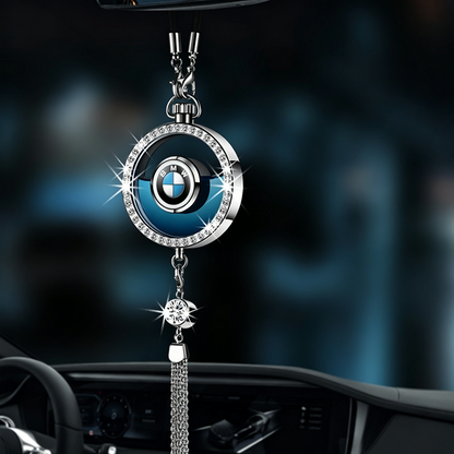 LuxDrive™ Crystal Logo-Refined Car Diffuser — Premium Metallic Hanging Pendant for Interior Aesthetics