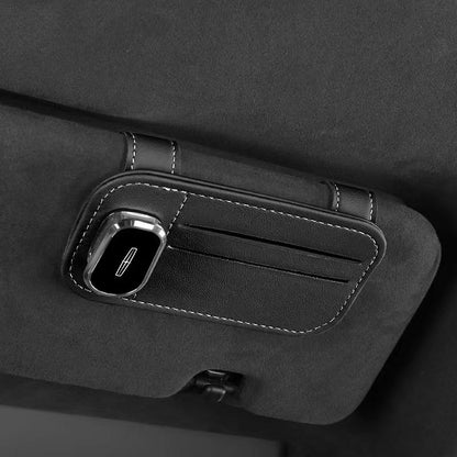 Premium Leather Car Sun Visor Glasses and Card Holder Organizer