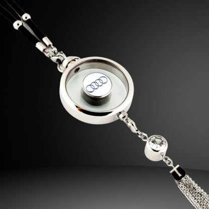 LuxDrive™ Crystal Logo-Refined Car Diffuser — Premium Metallic Hanging Pendant for Interior Aesthetics