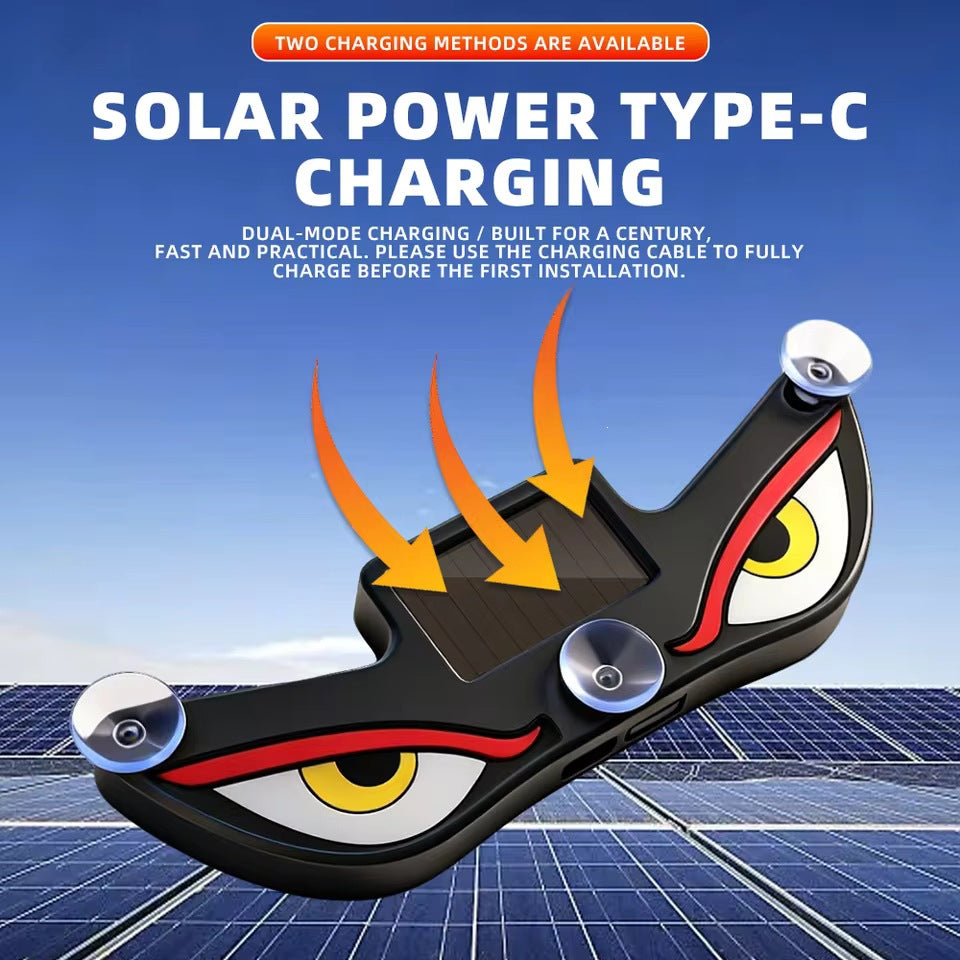 Solar Powered Devil Eyes LED Car Window Warning Light