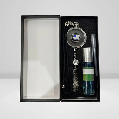 LuxDrive™ Crystal Logo-Refined Car Diffuser — Premium Metallic Hanging Pendant for Interior Aesthetics