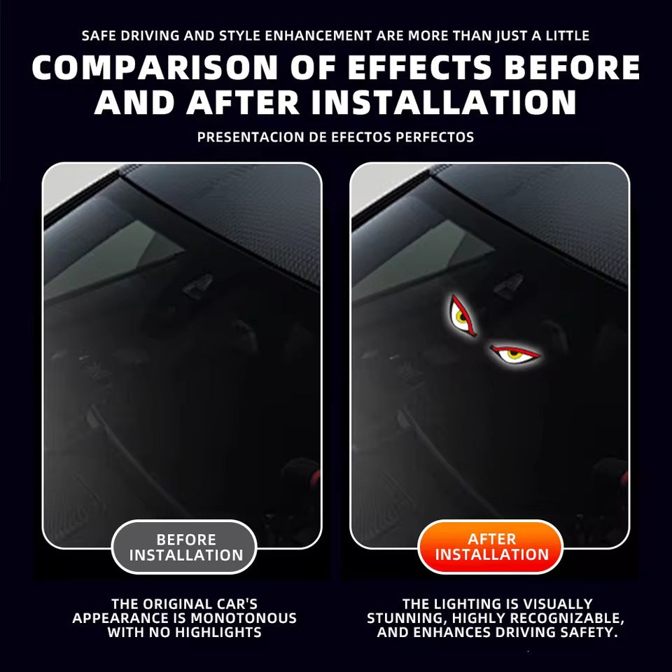 Solar Powered Devil Eyes LED Car Window Warning Light
