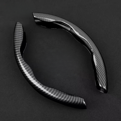 Premium Carbon Fiber Steering Wheel Cover - Clear and Glossy, Easy Installation, Universal Fit