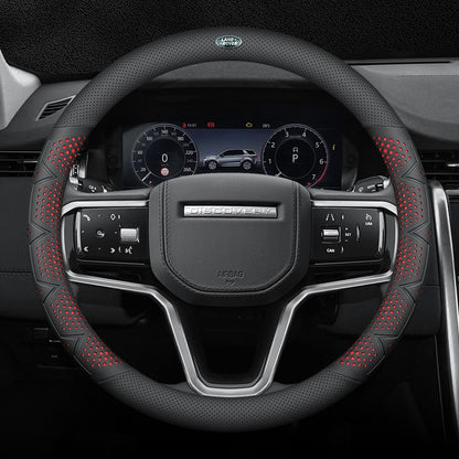 Ultra-Thin Breathable Genuine Leather Steering Wheel Cover with Anti-Slip Grip