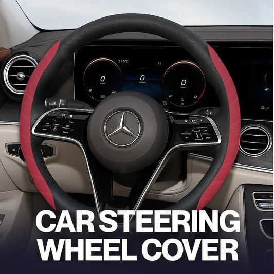 DriveCore Elite Grip Steering Wheel Cover – Sweat-Resistant Leather & Performance Boost
