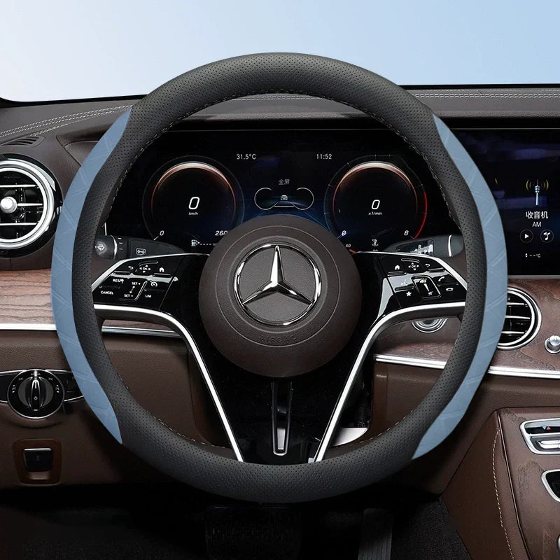 DriveCore Elite Grip Steering Wheel Cover – Sweat-Resistant Leather & Performance Boost