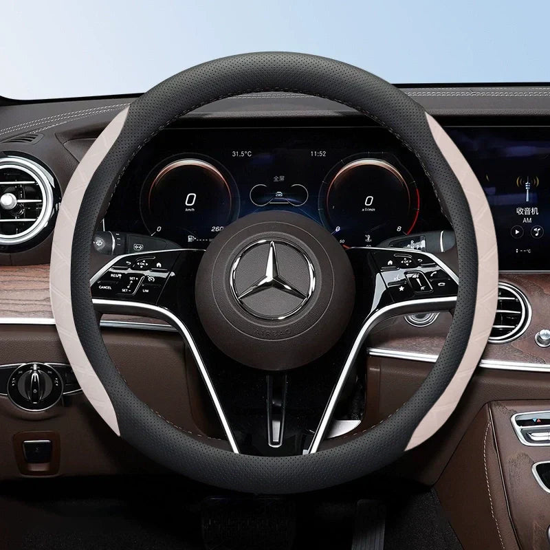 DriveCore Elite Grip Steering Wheel Cover – Sweat-Resistant Leather & Performance Boost