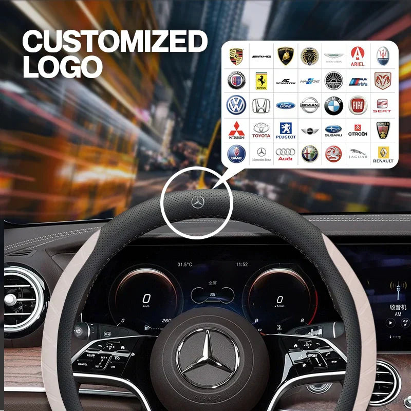 DriveCore Elite Grip Steering Wheel Cover – Sweat-Resistant Leather & Performance Boost