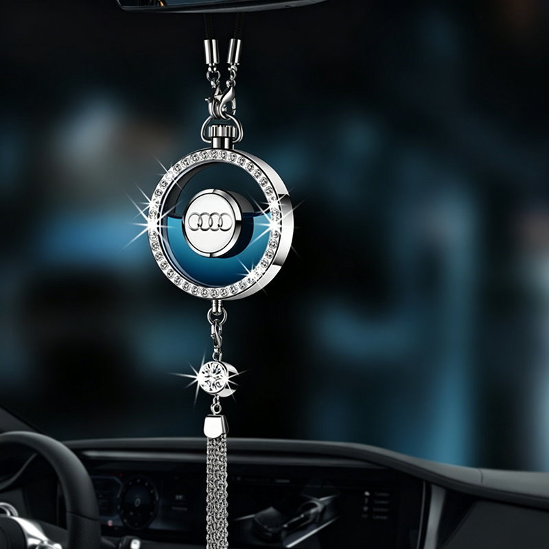 LuxDrive™ Crystal Logo-Refined Car Diffuser — Premium Metallic Hanging Pendant for Interior Aesthetics