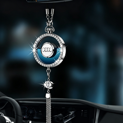 LuxDrive™ Crystal Logo-Refined Car Diffuser — Premium Metallic Hanging Pendant for Interior Aesthetics