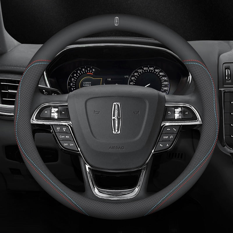 Premium Nappa Leather Steering Wheel Cover - Luxurious Comfort, Breathable Design, and All-Season Durability