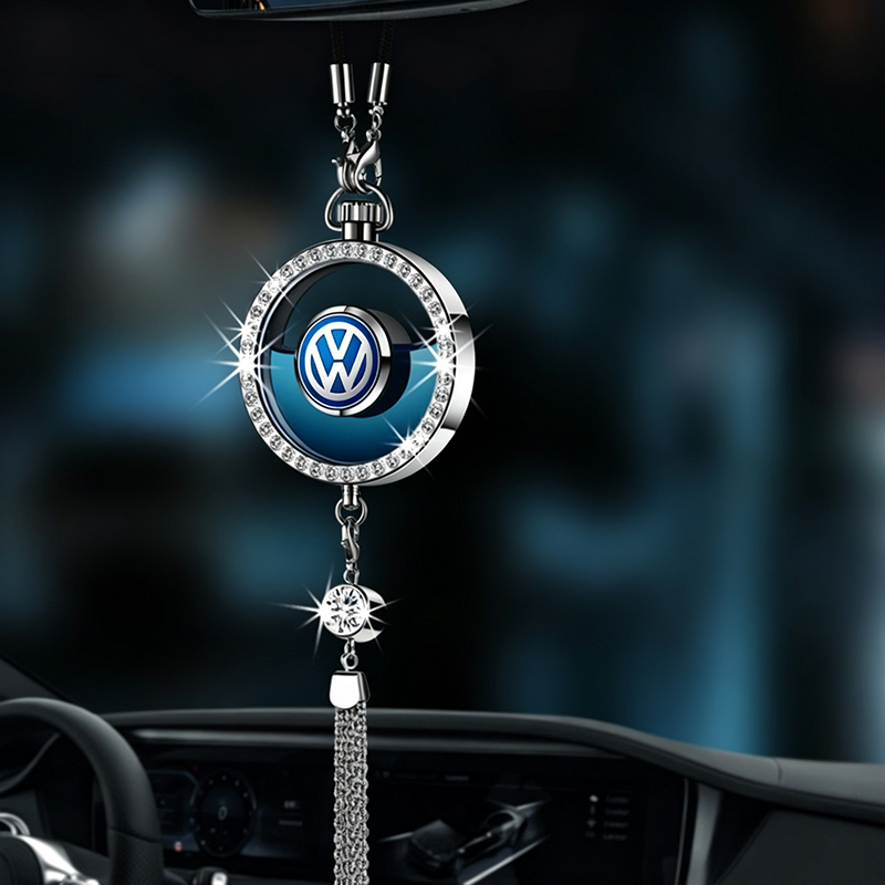 LuxDrive™ Crystal Logo-Refined Car Diffuser — Premium Metallic Hanging Pendant for Interior Aesthetics