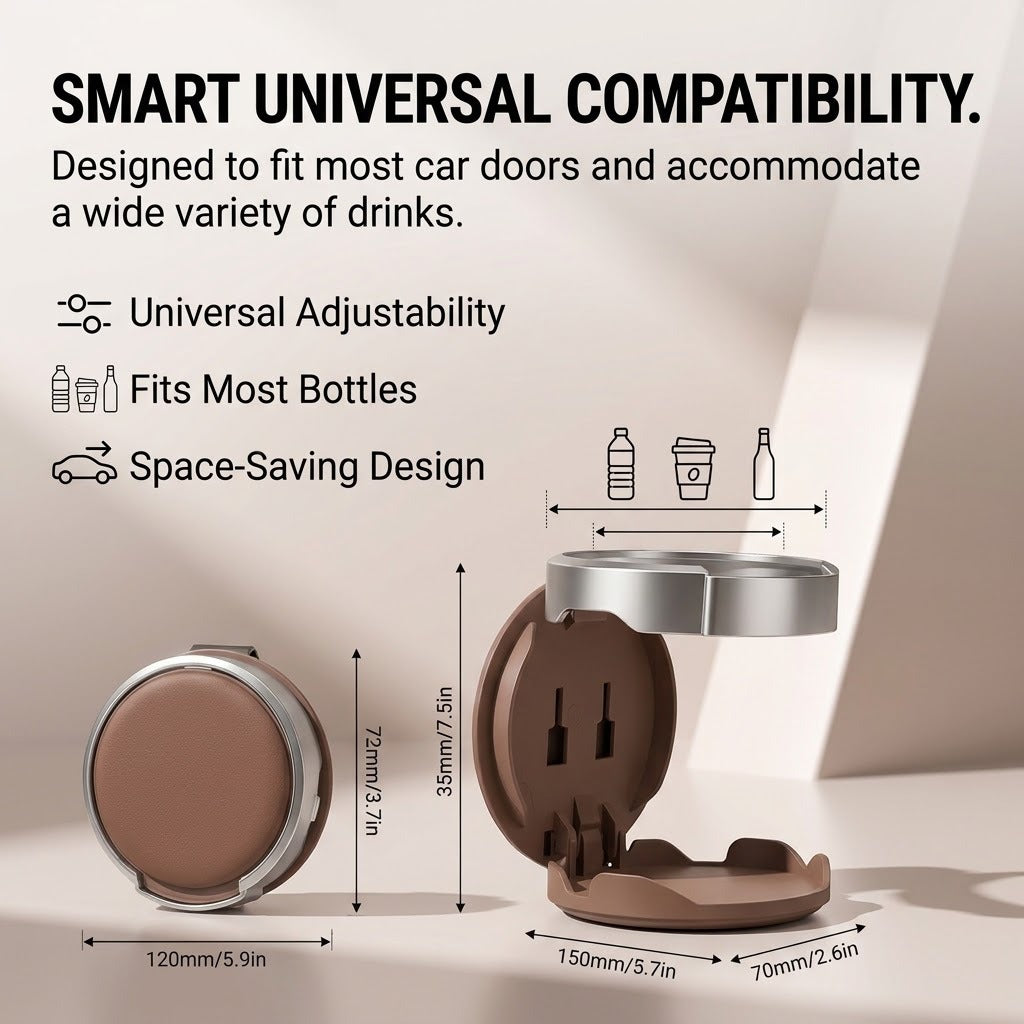 Foldable Car Door Cup Holder Storage Box Anti-Shake Organizer