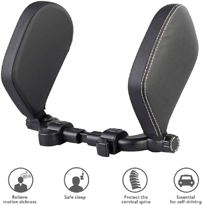 Leather Car Side Headrest Travel Pillow - Long-Distance Sleeping Support for Neck and Spine Comfort