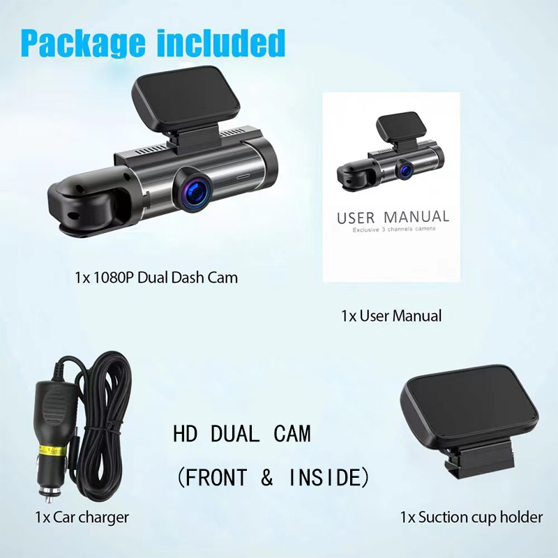 New Dual-Lens Dash Cam – HD Night Vision, Wide Angle, Reversing Camera