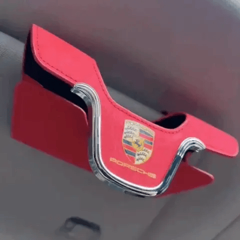 Luxury Suede Car Visor Sunglasses Holder with Card Slot Clip