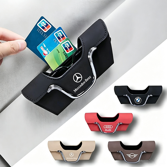 Velora™ Suede Car Visor Sunglasses Holder – Premium Clip with Card Slot