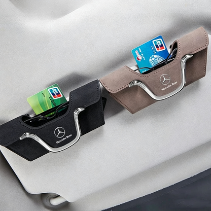 Luxury Suede Car Visor Sunglasses Holder with Card Slot Clip