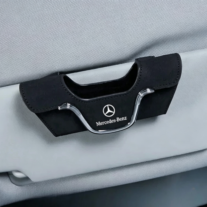 Luxury Suede Car Visor Sunglasses Holder with Card Slot Clip