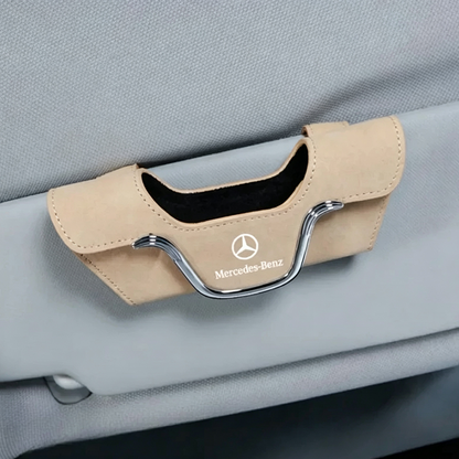 Luxury Suede Car Visor Sunglasses Holder with Card Slot Clip