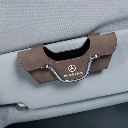 Luxury Suede Car Visor Sunglasses Holder with Card Slot Clip
