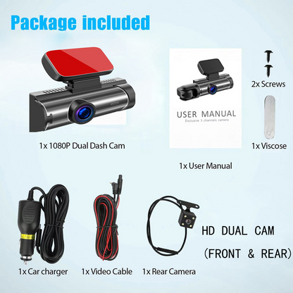 New Dual-Lens Dash Cam – HD Night Vision, Wide Angle, Reversing Camera