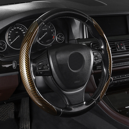 Universal Laser Carbon Fiber Pattern Steering Wheel Cover - Ultra-Thin, Non-Slip, Sweat-Resistant, Comfortable Grip
