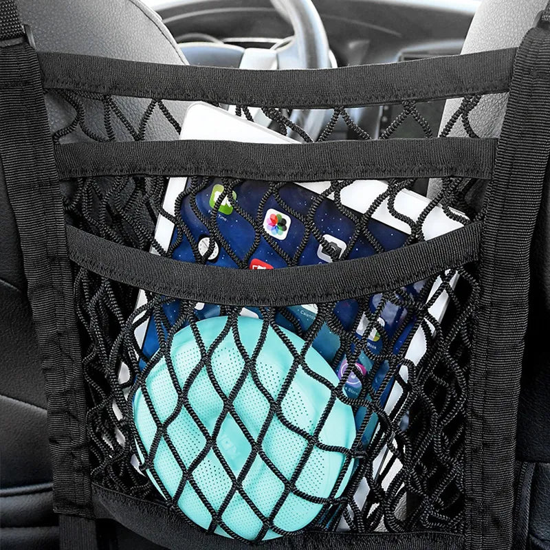 Elastic Car Seat Organizer Net Mesh Storage Bag and Pet Barrier