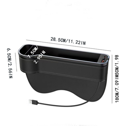 Multifunction Car Gap Storage Box – LED Light & USB Charging
