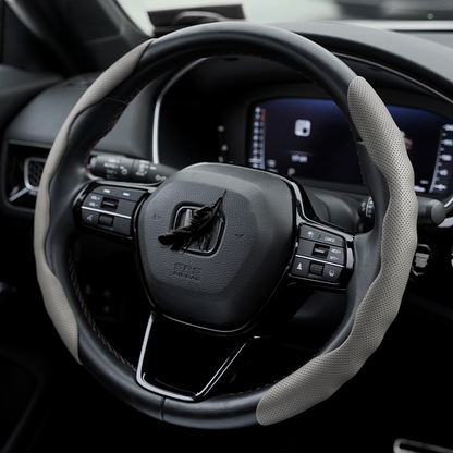 Premium Perforated Nappa Leather Steering Wheel Cover - Anti-Slip, Breathable, Scratch-Resistant, Easy to Clean