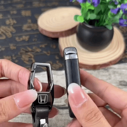 Luxury Leather Car Keychain with Heavy-Duty Quick-Release Metal Clip