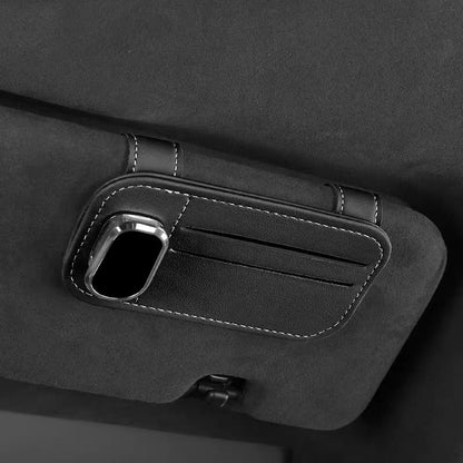 Premium Leather Car Sun Visor Glasses and Card Holder Organizer