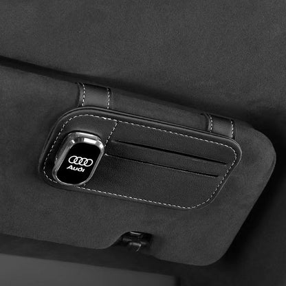 Premium Leather Car Sun Visor Glasses and Card Holder Organizer