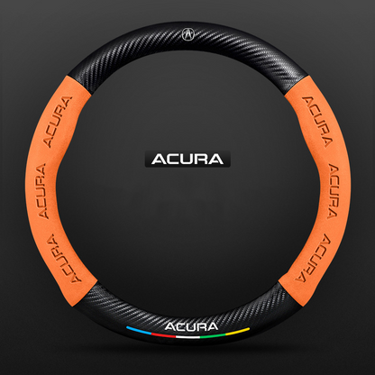 TrackVibe | Orange Carbon Suede Steering Wheel Cover – Anti-Slip & Wear-Resistant