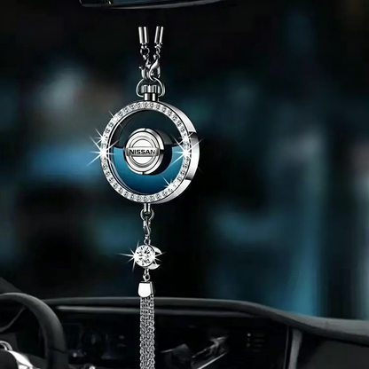 LuxDrive™ Crystal Logo-Refined Car Diffuser — Premium Metallic Hanging Pendant for Interior Aesthetics