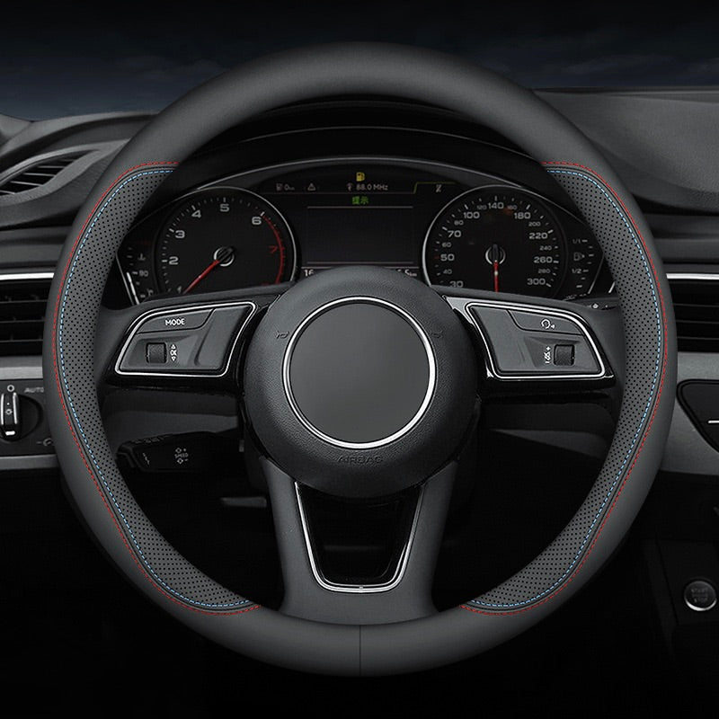 Premium Nappa Leather Steering Wheel Cover - Luxurious Comfort, Breathable Design, and All-Season Durability