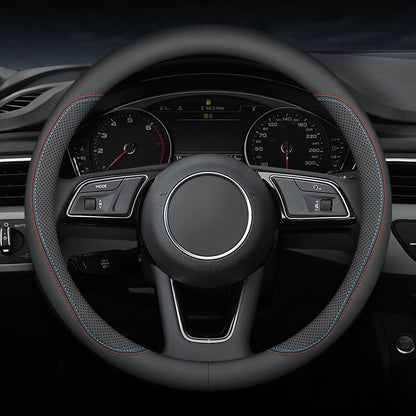 Premium Nappa Leather Steering Wheel Cover - Luxurious Comfort, Breathable Design, and All-Season Durability