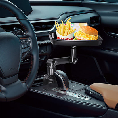 360º Rotation Adjustable Cup Holder Tray Table - Portable Non-Slip Car Interior Organizer for Eating and Drink Holding