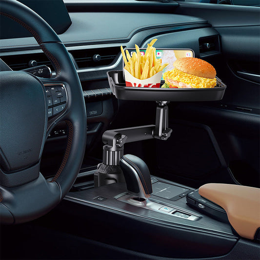 360º Rotation Adjustable Cup Holder Tray Table - Portable Non-Slip Car Interior Organizer for Eating and Drink Holding