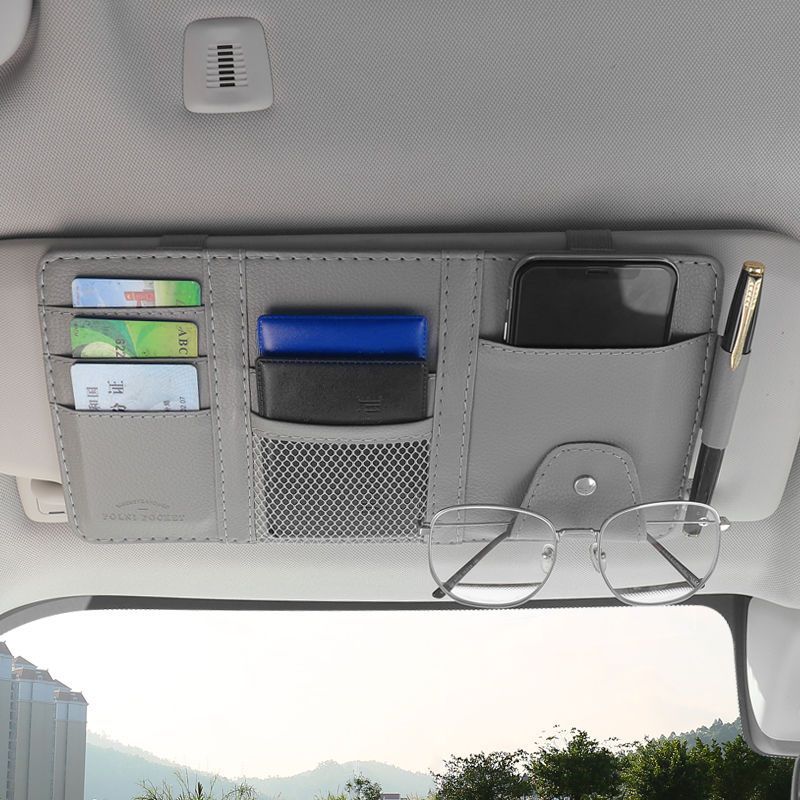 Multi-Purpose Sun Visor Organizer - Car Interior Holder for Driver's License, Receipts, and Cards