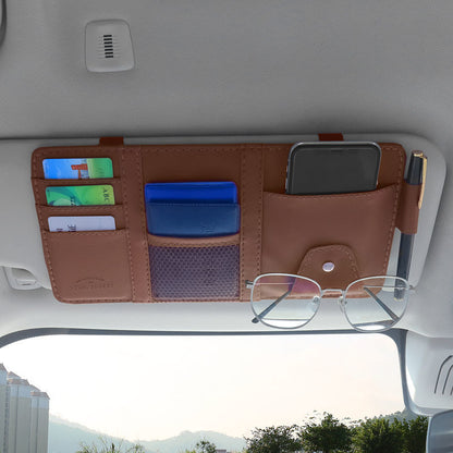 Multi-Purpose Sun Visor Organizer - Car Interior Holder for Driver's License, Receipts, and Cards