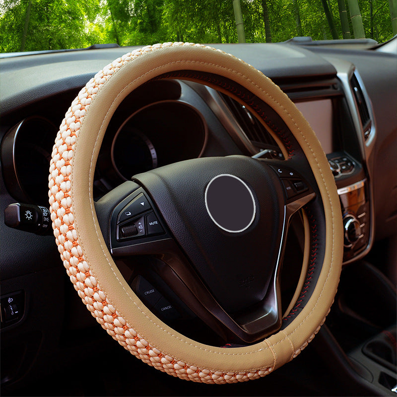 Universal Ice Silk Car Steering Wheel Cover - Slip-Resistant, Breathable, Sweat-Absorbent