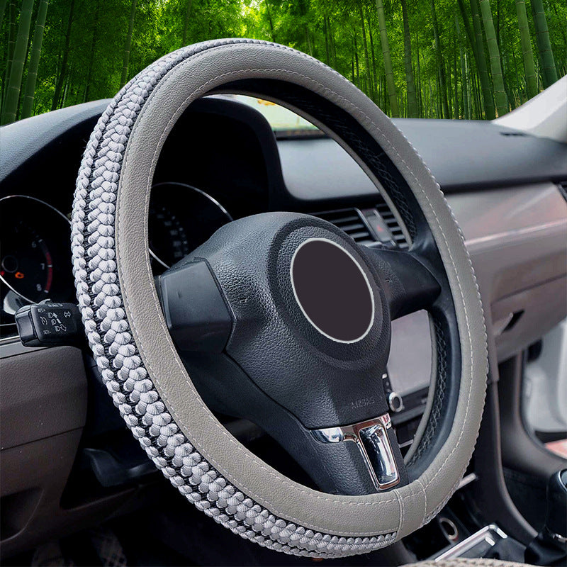 Universal Ice Silk Car Steering Wheel Cover - Slip-Resistant, Breathable, Sweat-Absorbent