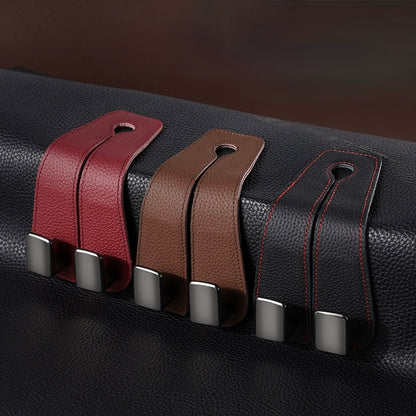 Genuine Leather Version-Car Seat Back Storage Hook - Double Hook Holder for Convenient Storage