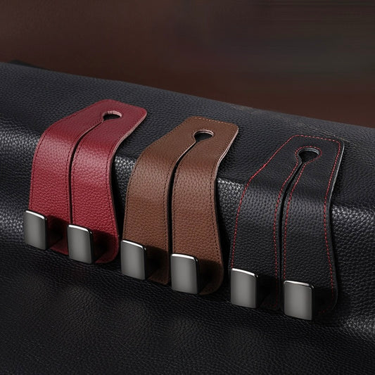 Genuine Leather Version-Car Seat Back Storage Hook - Double Hook Holder for Convenient Storage