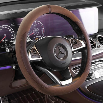 Premium Suede and Leather Steering Wheel Cover: Enhanced Grip and Comfort