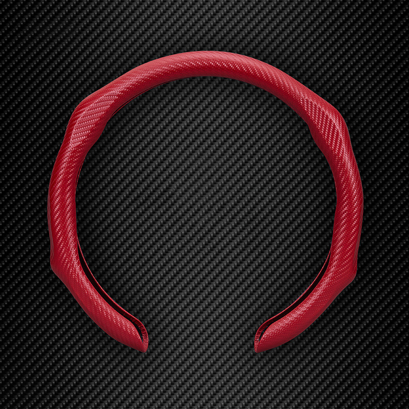 5D Carbon Fiber Pattern Steering Wheel Cover: Sporty Style, Universal Fit, All-Season Use