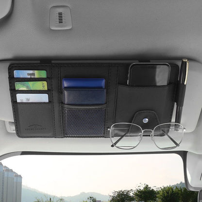 Multi-Purpose Sun Visor Organizer - Car Interior Holder for Driver's License, Receipts, and Cards