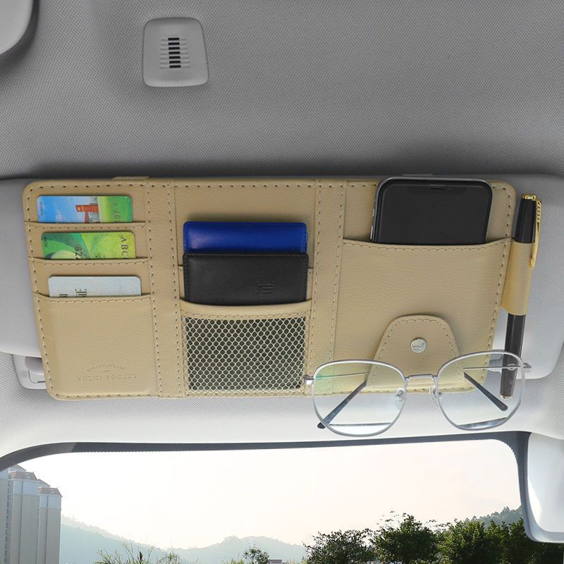 Multi-Purpose Sun Visor Organizer - Car Interior Holder for Driver's License, Receipts, and Cards